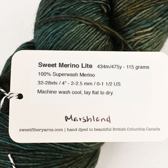 Sweet Fiber Yarns Superwash Merino Lite Hand Dyed Marshland Green - Picture 3 of 3